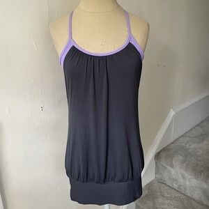Lululemon No Limits Gray Purple Y-Back Tank Top EUC Size 4